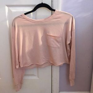light pick Long sleeve crop top